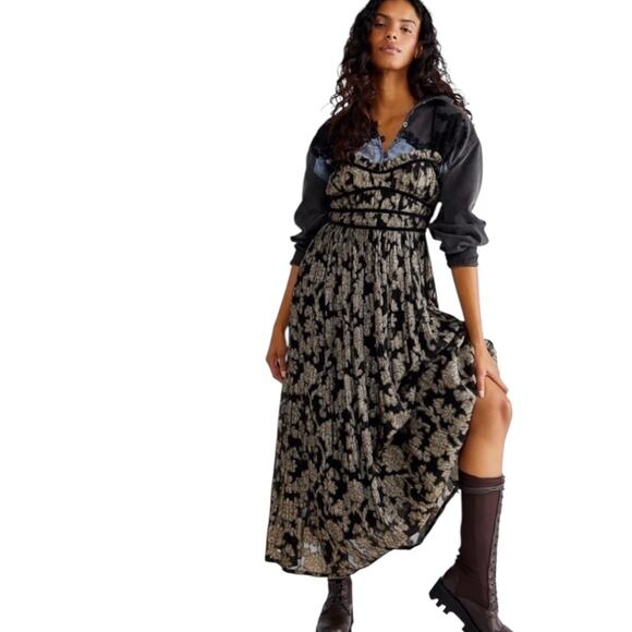 Free People Charlie Bustier Jacquard Maxi Dress NEW XS Romantic Regency Coquette - Picture 1 of 16